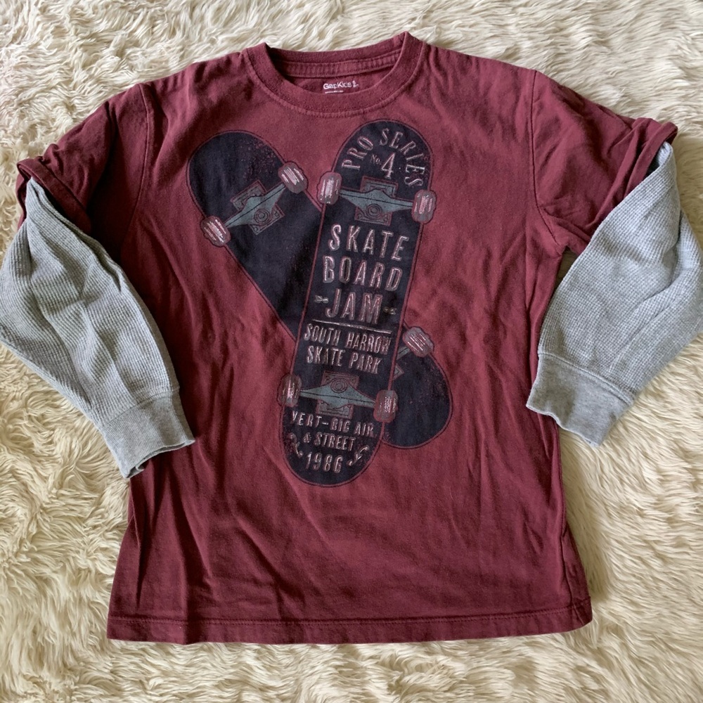 GapKids Maroon/Gray Skateboard Tee